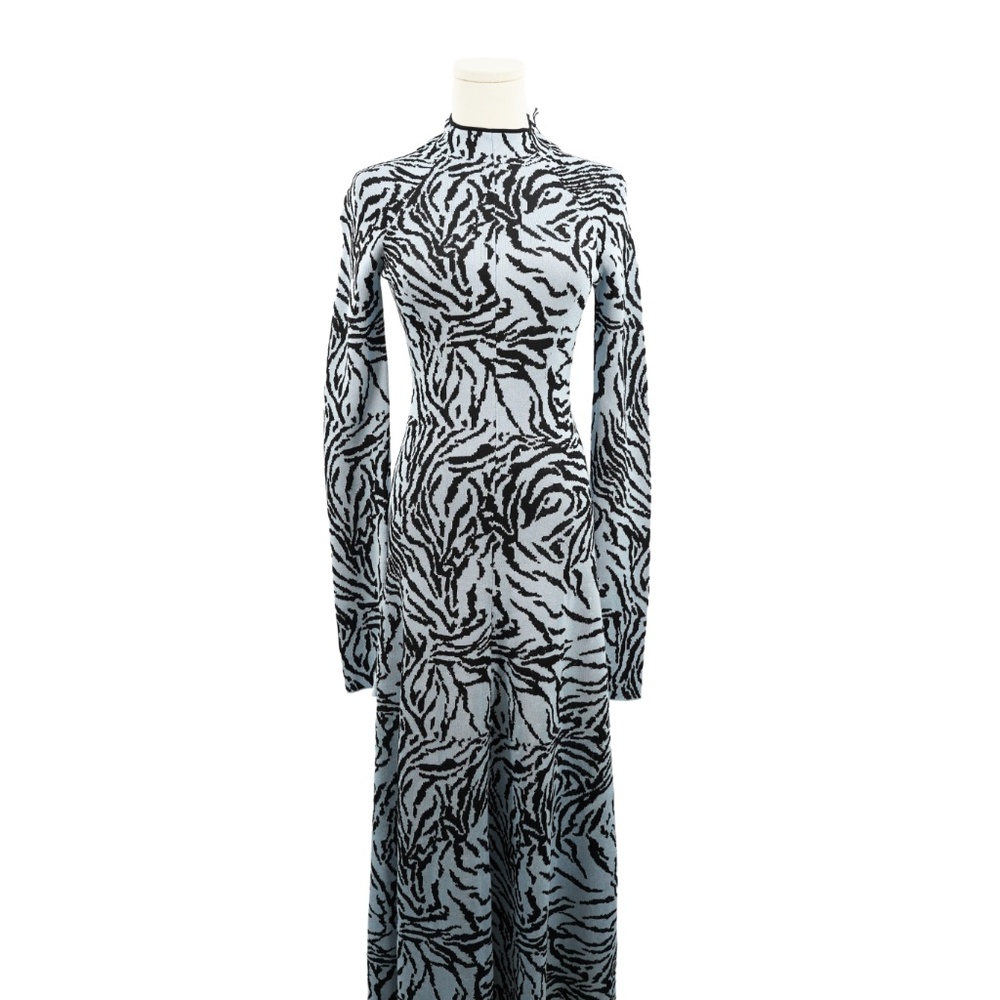 NWT Proenza Schouler Fluid Jacquard Viscose Blue Black Dress